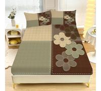 Small Double Size Green Old-Fashioned Floral Patterns3-Piece Bed Sheet Set - Premium Microfiber Fitted Sheet, 30cm Deep Pocket, Hypoallergenic & Fade Resistant - Fits Small Double Bed (150x200cm) L629