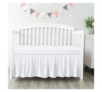 Small Double Valance Sheet Crib Bed Skirt Add White Top Sheets -4 Sides Pleated Ruffles for Baby Boys Girls Toddler Nursery Bedspread(White,50x100x47cm)