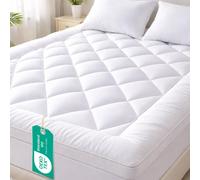 (Small Double, White) Mattress Topper 10cm Thick Quilted Microfiber, 1200GSM Anti-Allergy Fill, Washable with Elastic Straps, Extra Comfort