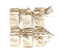 Small Drawstring 30pcs Travel Pouch Bags With Free Large Bag for Phone/Key/Card Hold, Handmade Cotton White Storage Gift Bags