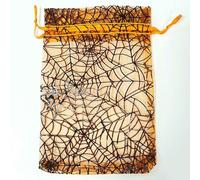 Small Drawstring Bag Spider Halloween Web Printing Packaging Drawstring Candy 25/50/100pcs