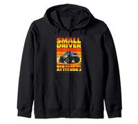 Small Driver Big Attitude 3 Monster Truck Birthday Zip Hoodie