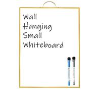 Small Dry Erase Whiteboard for Wall Hanging, 16" Portable Magnetic Surface White Board with Holder & Hooks, Gold Aluminum Framed Mini Message Board & 2 Markers for Office Home Kitchen Dorm School