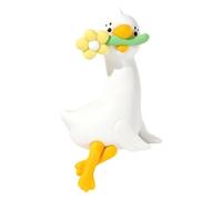 Small Duck Car Screen Ornament Flower Figurine(yellow flower B) | Complete Four-Pose Flower Duck Pack Secure Clip On Without Any Tape Adorable Rosy Cheeked Duck Design Safe Compact