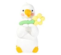 Small Duck Car Screen Ornament Flower Figurine(yellow flower C) | Complete Four-Pose Flower Duck Pack Secure Clip On Without Any Tape Adorable Rosy Cheeked Duck Design Safe Compact