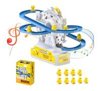 Small Duck Climbing Stairs Toy,Electric Happy Duck Ferris Wheel Track Slide with LED Flashing Lights &Music,Duck Track Slide Toy Birthday Gift for Kids,Age 3（9Pcs Ducks）