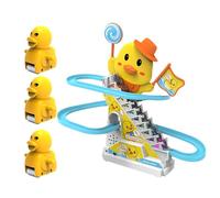Small Ducks Climbing Toys - Interactive Electric Duck Stairs Slide Playset, Puzzle Assembly Game | LED Lights With Music, Safe ABS Build For Children, Indoor Outdoor Educational Entertainment, Travel