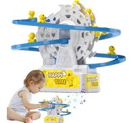 Small Ducks Climbing Toys - Track Playset, Electronic Roller Coaster, Interactive Music and Light Stairs, Automatic Queuing Path | Educational Race Game for Boys Girls Children