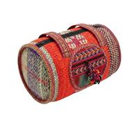 Small Duffle Bags Women - Handmade Boho Wool Shoulder Bag, Fair Trade Artisan Craft, Natural Dyes, Spacious Everyday Bag, Fuchsia Orange, Boho Chic