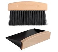 Small Dustpan and Brush Set, Mini Wooden Table Brush Portable Mini Broom Tabletop Brush Set for Kitchen Bedroom Countertop Table Debris,Black