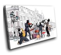 Small E216B Framed Canvas Prints - Modern Wall Art - HD Quality Picture - 100% GuarantEd - Live Band Playing Vector Art - Living & Bedroom Home Décor with Easy Hang Guide - 40cm x 30cm - WOYW