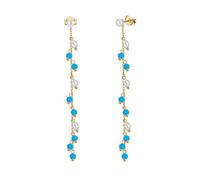 Small Earrings for Women, Dangle Earrings Gold Long Tassel with Turquoise and Pearl 69mm for Sister Engagement Jewelry Upgrade