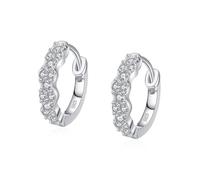 Small Earrings for Women, Silver Hoop Earrings Cubic Zirconia Geometric Shapes 4X14mm for Wife Graduation Jewelry Simple