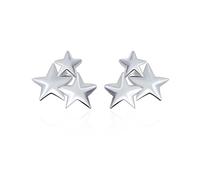 Small Earrings for Women, Womens Silver Earrings Trendy Stud Three Stars 10X12mm for Wife Birthday Jewelry Fashion