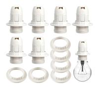 Small Edison Screw 12PCS E14 Screw Lamp Holder Set - Bulb Holder 6 Bulb Sockets + 6 Lamp Shade Collar Rings,Threaded Light Socket Base Pendant Light/Table Ceiling Light, Easy Installation