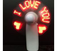 Small Electric Fan With Flashing Words Mini Portable Student Toy Handheld Battery Led Fan Support Rechargeable Cooling Light