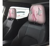Small Elephant Car Seat Headrest Cover 2 PCS, Soft Stretchable Fabric Car Head Rest Protector Dustproof Removable Car Headrest Covers Universal Vehicle Accessories