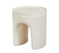 Small End Table with Removable Tray, Plastic Round Sofa Side Table, Tray Nightstand, Small Footstool Ottoman Sofa Stool, Versatile Accen Tables for Living Room Bedroom(Beige)