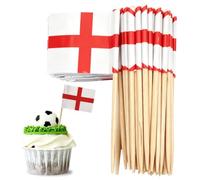Small England Flags Cocktail Sticks Little Cake Toppers for Cake Decorations,100pcs Mini St George's Cross Toothpick Flag On Sticks for St George's Day Food Cupcake Topper World Cup 2026 Decorations