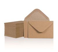 Small Envelopes, 100-Count Kraft Mini Envelopes for Gift Cards, Business Cards & Notes, Brown, 10.16 x 6.9 cm