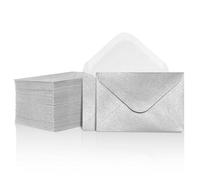 Small Envelopes, 100-Count Mini Envelopes for Gift Cards, Business Cards & Notes, Silver, 10.16 x 6.9 cm