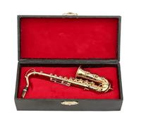 Small Exquisite Saxophone - Miniature Alto Saxophone | Gold Plated Saxophones | Brass Musical Instrument Collectible With Stand Case For Display Kids Adults Christmas Birthday Doll House Accessories