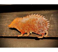 Small Exterior Hedgehog Garden Wall House Gate Sign Hanging Rusty Rustic Metal Art Gift Present