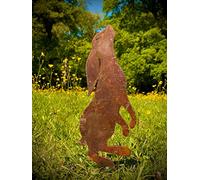 Small Exterior Rustic Rusty Metal Moon Hare Rabbit Garden Stake Yard Art Vegetable Patch Flower Bed Rockery Shed Hutch Sculpture