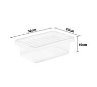 [Pack of 5] 4L Plastic Crystal Clear Storage Boxes with Lids Stackable Container