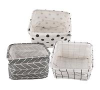 Small Fabric Storage Baskets,Waterproof Bathroom Storage Baskets - Collapsible Square Storage Boxes - Handles Shelf Basket