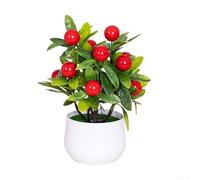 Small Fake Fruit Tree Artificial Plant in Pot - Realistic Plastic Faux Greenery for Home Office Desk Decor Centrepiece Tabletop Display Indoor Use Compact Size(Lemon)