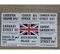 Small Famous London Streets replica -Metal Wall/Door Art - 12.5cm x 7.5cm (5" x 3") (Downing Street)