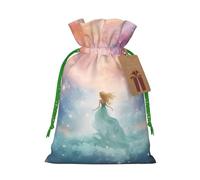 Small Fantasy Paradise Space Print Christmas Drawstring Candy Bags, Reusable Fabric Sacks, Gift Bag for Xmas Holiday Present Wrap