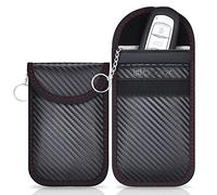 Small Faraday Pouch for Car Keys, Anti-Theft RFID Signal Blocking Bag | Key Fob Protector, Keyless Entry Security, Compact, Eco-friendly Carbon Fiber PU, Splash-proof, Tear-resistant, Durable