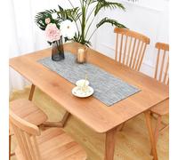 Small Faux Linen Double Layer Table Runner 36 Inch Farmhouse Rustic Short Grey Table Runners Thick Reversible Coffee Rectangle Runners for Daily Use Dining Coffee Table Decor 13x36 Inch