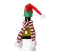 Small Felt Santa Hats - Christmas Tableware, Cutlery Holder | Wine Bottle Decoration, Christmas Wine Bottle Hats, Wine Bottle Santa Hat, Red Hat + Scarf Set, see description, See description