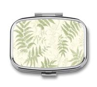 Small Fern Leaves Pill Box 2 Compartment Portable Medicine Pill Case Travel Pill Organizer for Pocket Purse