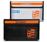 Small Fireproof Bag for Cash and Documents (9.5 X 5.8"), 4200°F Upgraded Fireproof Money Bag Set for Valuables (2-Pack Black) with Waterproof Zipper & Lining
