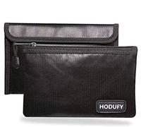 Small Fireproof Bag, Hodufy 5 x 8 inches Non-Itchy Fireproof Money Bag, Fireproof Cash Pouch, Bank Fireproof Bag Set for Valuables - Car Keys, Passport, Bank Deposit (2-Pack)