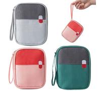 Small First Aid Bag, 3PCS Oxford First Aid Pouch with Compartment, Empty Medicine Pouch with Handle, Portable Zippered Bag for Camping Hiking Travel Small