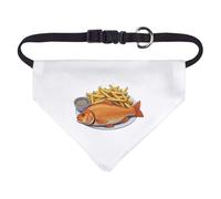 Small 'Fish and Chips on Plate' Dog/Cat/Pet Bandana (PD00060327)