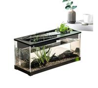 Small Fish Tank, Acrylic Clear Desk Aquarium, Compact Starter Kit with Filter, Built-In Air Pump System, 12.4x5.31x6.5inches Modern Tabletop Design for Home and Living Room Decor