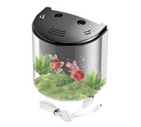 Small Fish Tank - Desktop Aquarium with Integrated Water Pump, Clear Transparent Fish Container, Mini Aquarium for Snails Shrimp Starfish Sea Monkeys | for Home Office Table Decor