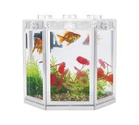 Small Fish Tank, Goldfish Tank Betta Aquarium Mini Fish Tank for Shrimp Golden Fish Tank Small Aquarium Coldwater Fish Tank Tropical Fish Tank for Office Decoration (Transparent)