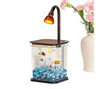 Small Fish Tank - LED Lighting Fish Habitat, Silent Fishes Bowl, Compact Water Landscaping Tank With USB LED Illumination Tabletop Decorative Function | Home Office Outdoor For Betta Fishes Shrimp