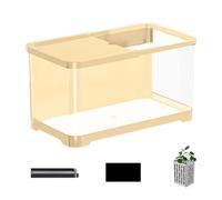 Small Fish Tank - Table Saltwater Aquarium, Fish Starter Kit Aquarium Tank | Clear Desktop Rectangular Fish Aquarium with Basket, Small Landscaping Fish Aquarium for Jellyfish Guppy Shrimp