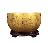 Small Fish Tank- Treasure Bowl Ceramic Fortune Fish Tank Desktop Ceramic Small Treasure Bowl Turtle Feeding Bowl Goldfish Bowl(Gold,21x13cm)