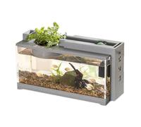 Small Fish Tank with USB Pump & Light, 12x6.5x5" Fish Tank with Feeding Port, Plastic Aquarium with Bead Decor, Low Noise Water-Circulated Fish Aquarium for Home Fish Tank
