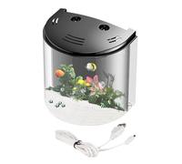 Small Fish Tanks, Desktop Aquarium Clear Container, Adorable Water Aquatic Pets Pump Tanks, Transparent Tank for Snails, Crabs, Starfish, Sea Monkeys, 7.87x5.51x8.27 inches