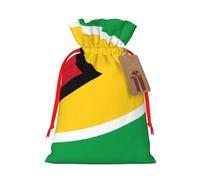 Small Flag of Guyana Print Christmas Drawstring Candy Bags, Reusable Fabric Sacks, Gift Bag for Xmas Holiday Present Wrap